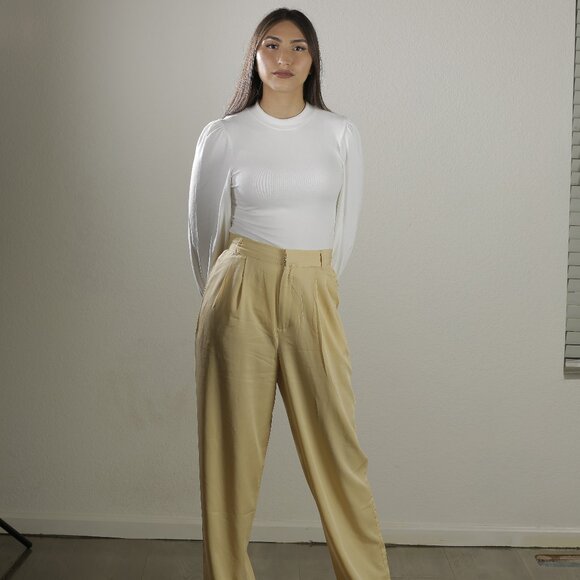 High Waist Wide Leg Trousers With Front Pleats - Picture 6 of 6